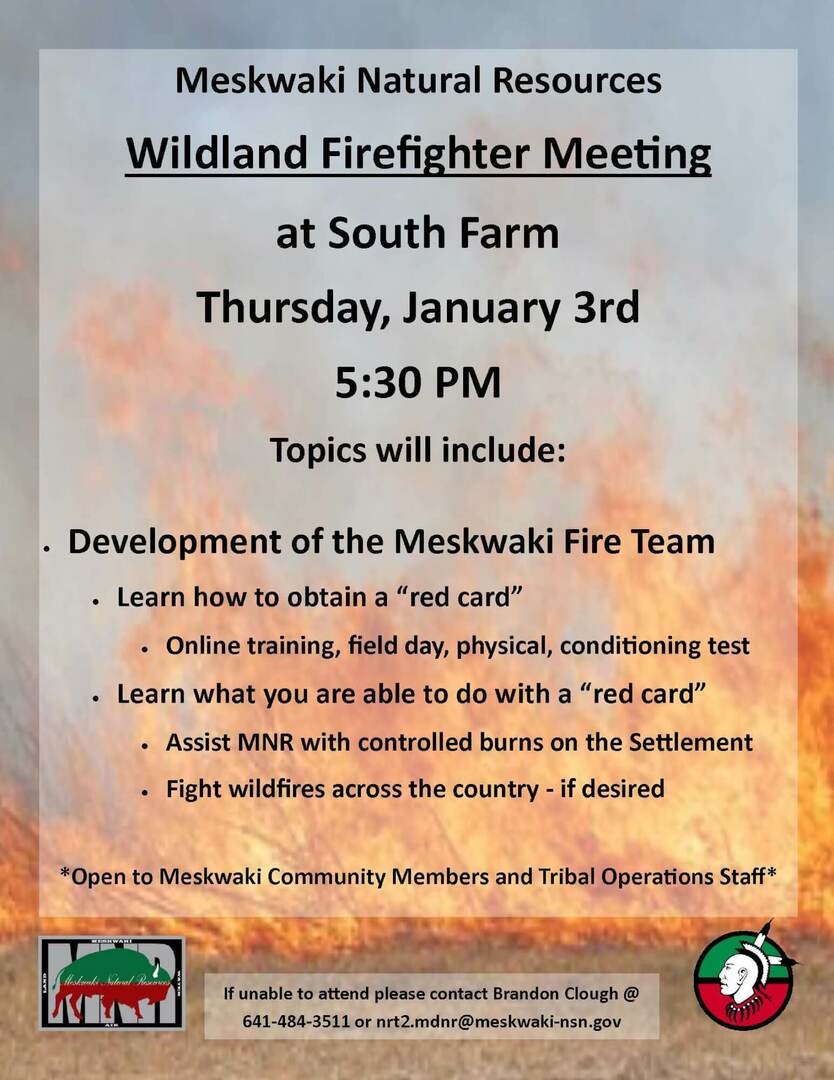 Tonight: MNR Wildland Firefighter Meeting