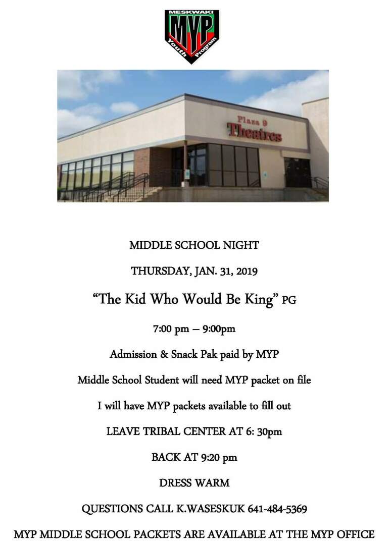 Middle School Night: Thursday, January 31st.