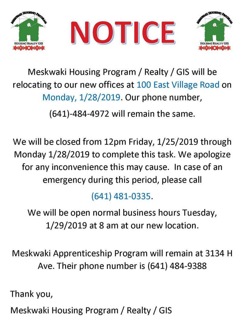 Meskwaki Housing Program Relocating