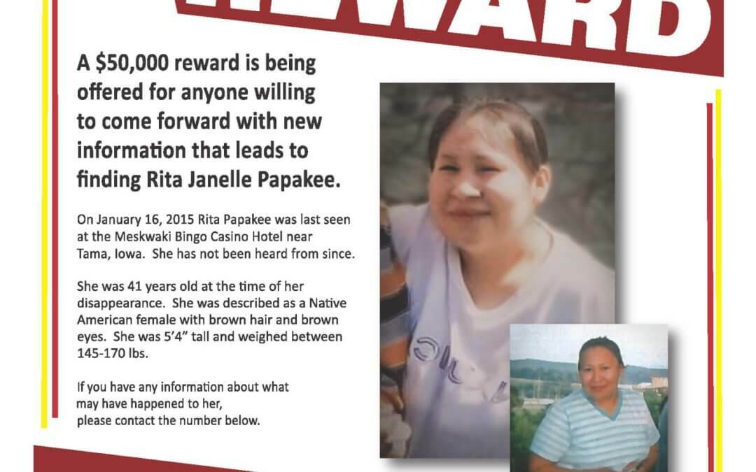 New Reward Offered for Missing Person Rita Janelle Papakee