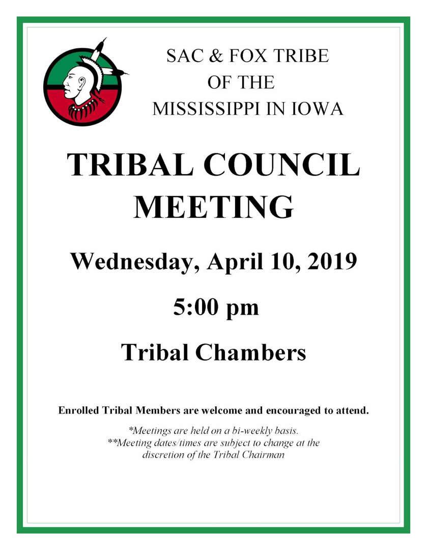 Reminder: Tribal Council Meeting Tonight