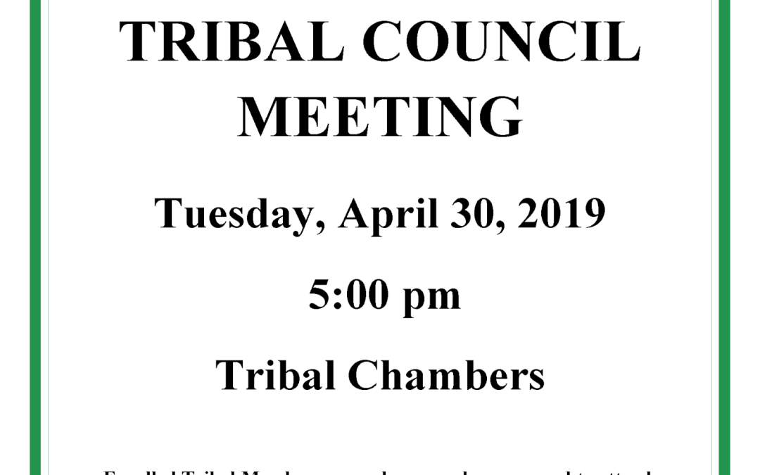 Reminder: Tribal Council Meeting Today