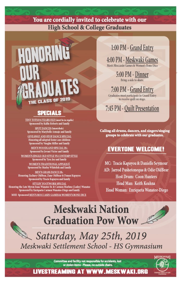 Meskwaki Graduation Powwow & Livestream Info