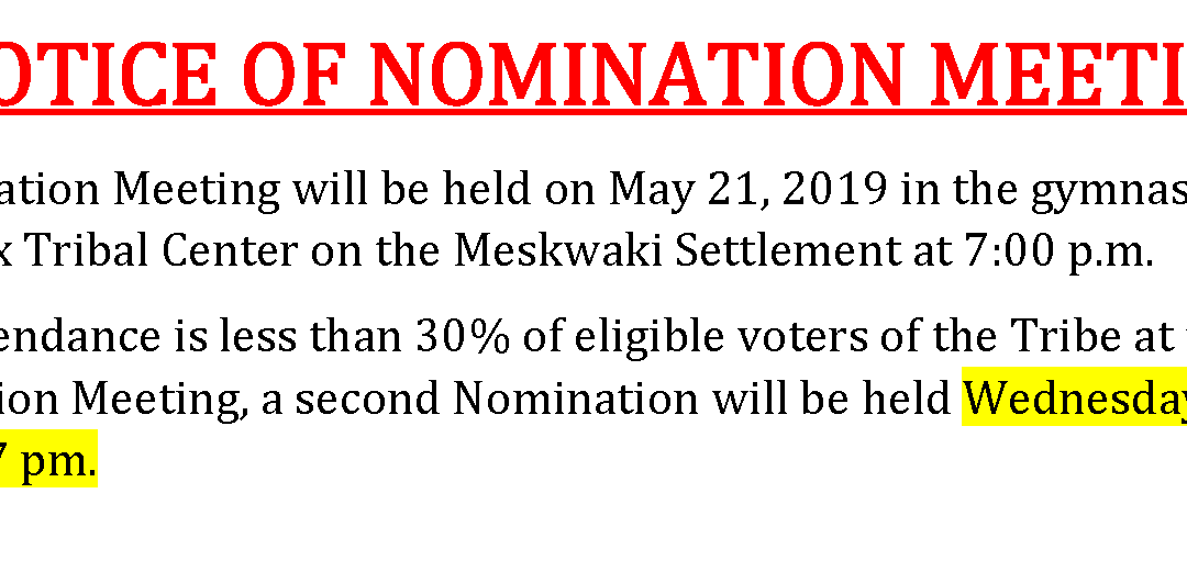 Nomination Meeting Tonight