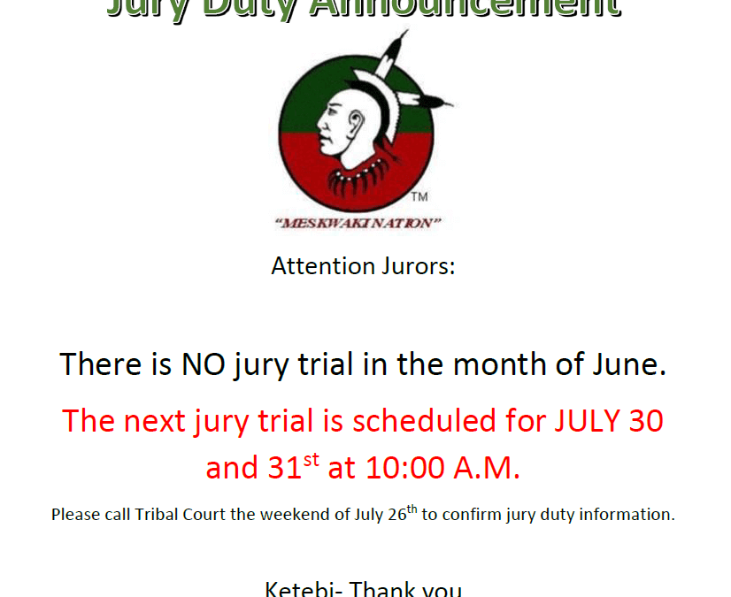 Jury Duty Announcement