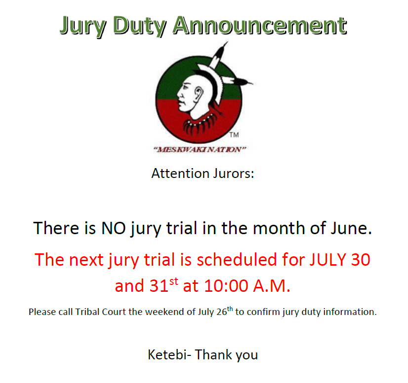 Jury Duty Announcement