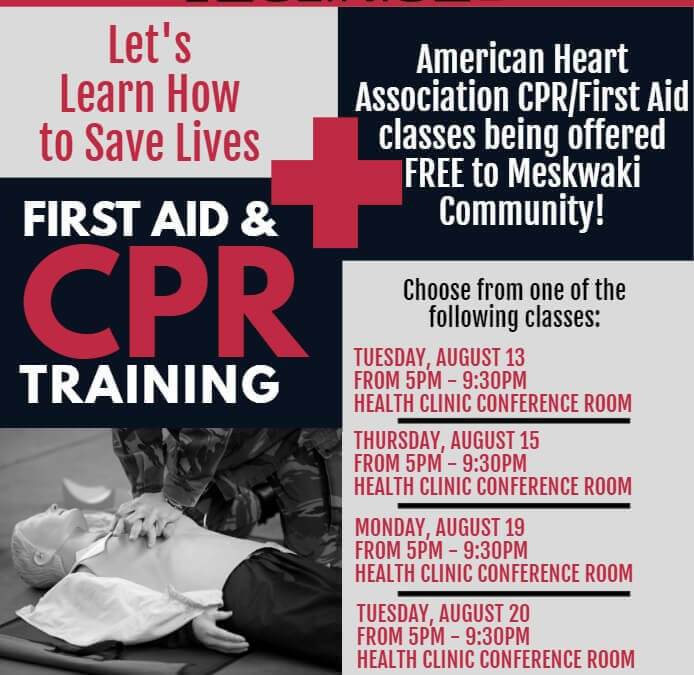American Heart Association CPR/First Aid classes to be offered