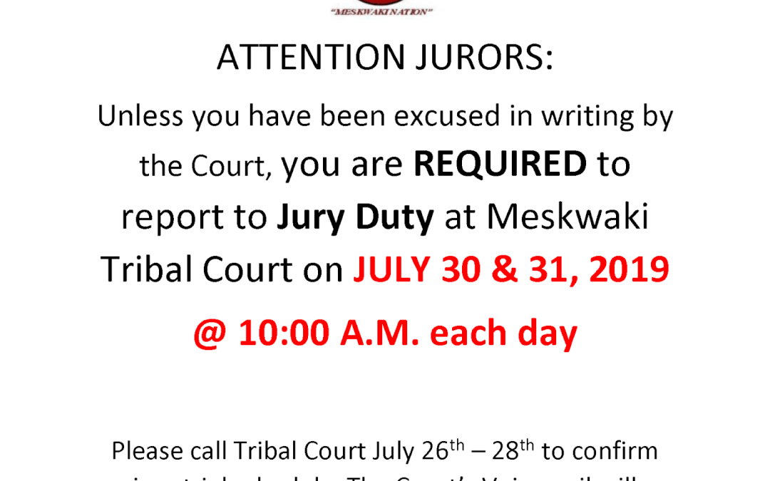 Meskwaki Tribal Court Jury Duty