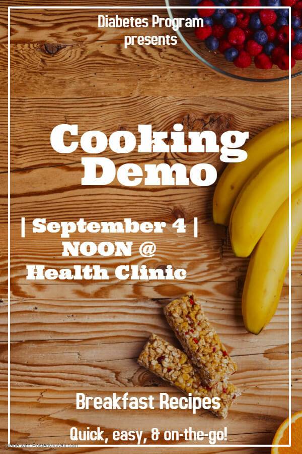 Cooking Demo September 4 at Noon!