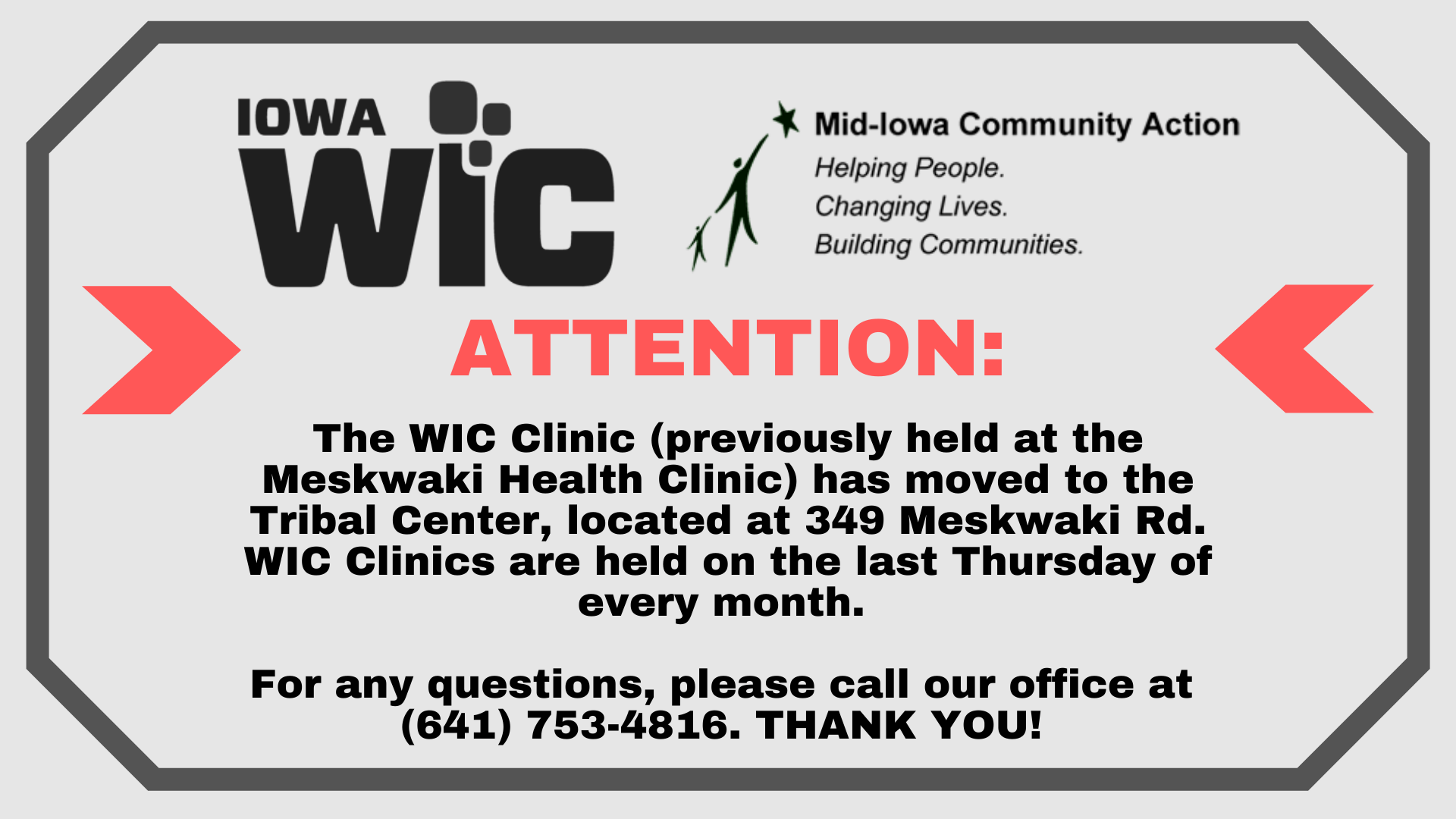 WIC Clinic Now At Tribal Center