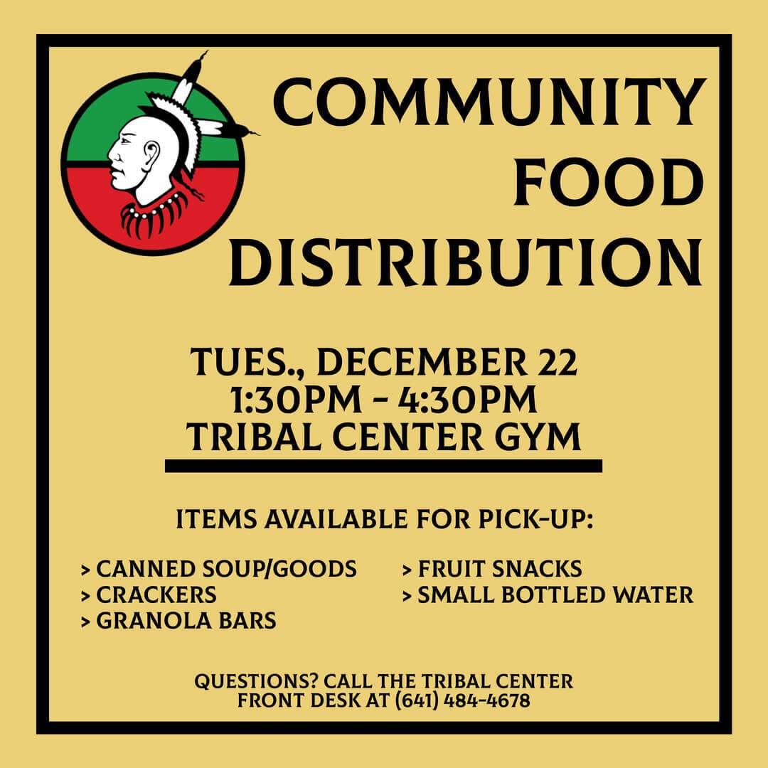 Flyer for the Community Food Distribution on December 22