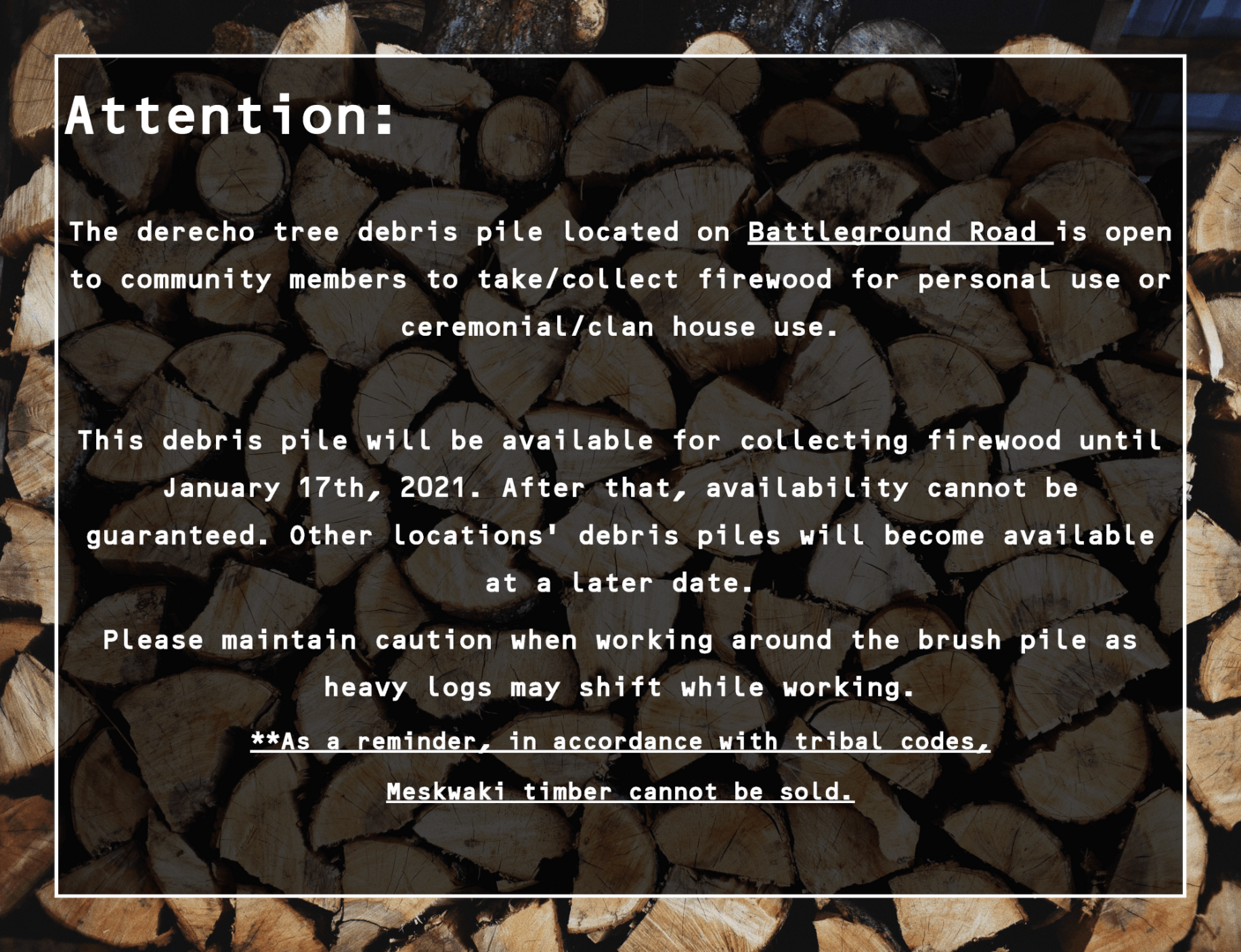 Derecho Tree Debris Pile Open to Community