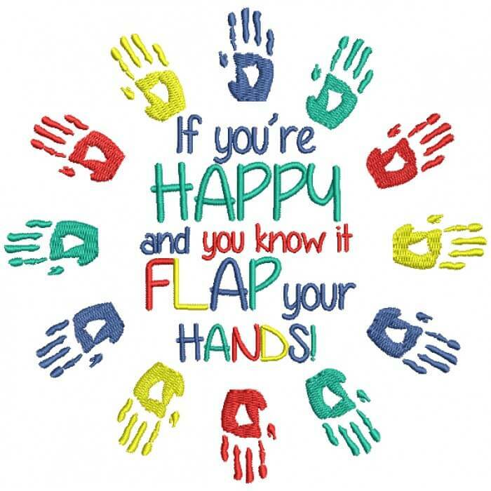 Graphic reading "If you're happy and you know it flap your hands"