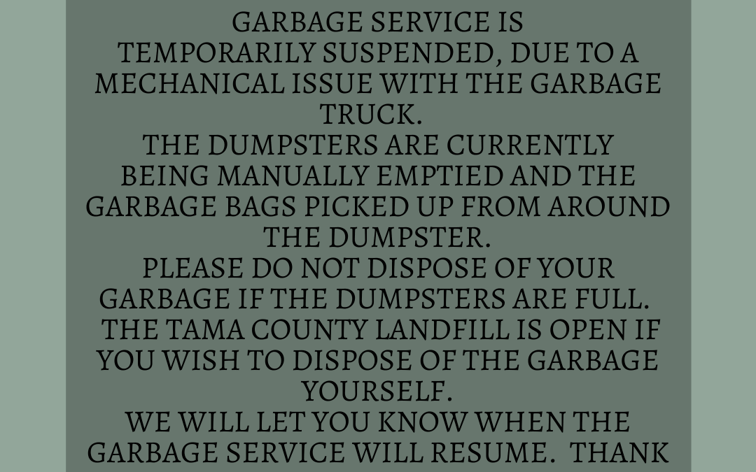 Garbage Service Temporarily Halted Due to Mechanical Issues