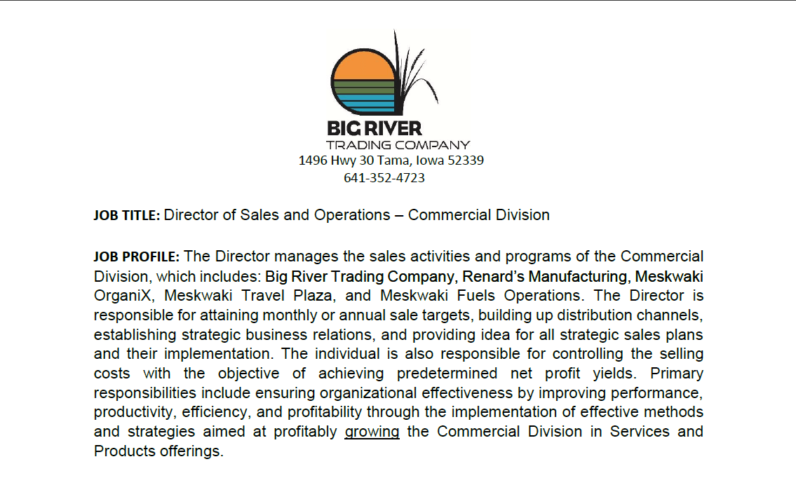 Job Opportunity: Director of Sales and Operations – Commercial Division