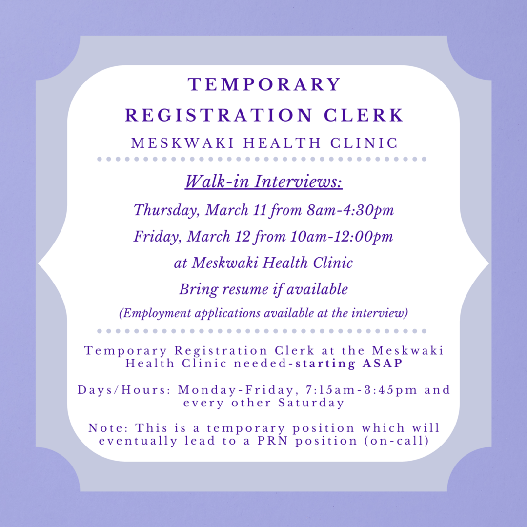 Flyer for walk-in interviews for the position of a temporary registration clerk