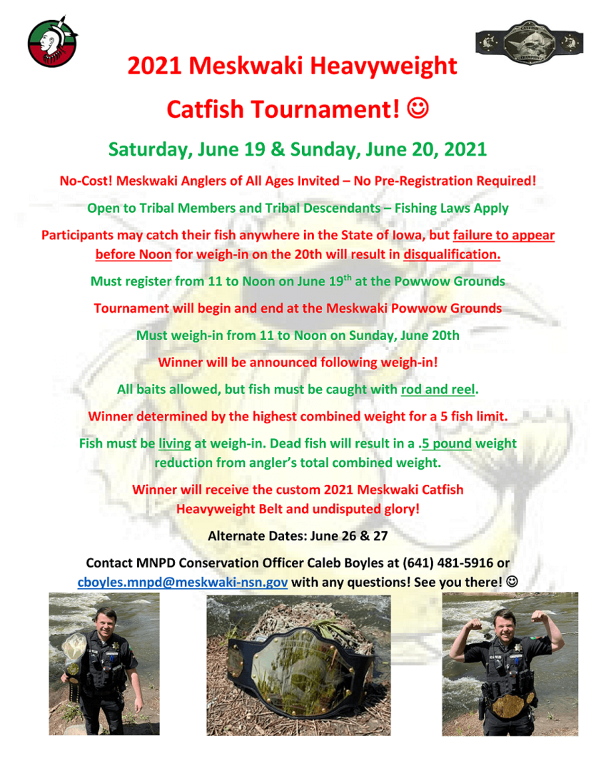Flyer for Meskwaki Heavyweight Catfish Tournament