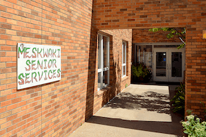 Sign and walkway to Meskwaki Senior Services