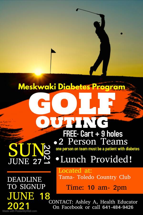 Flyer for the Meskwaki Diabetes Program Golf Outing