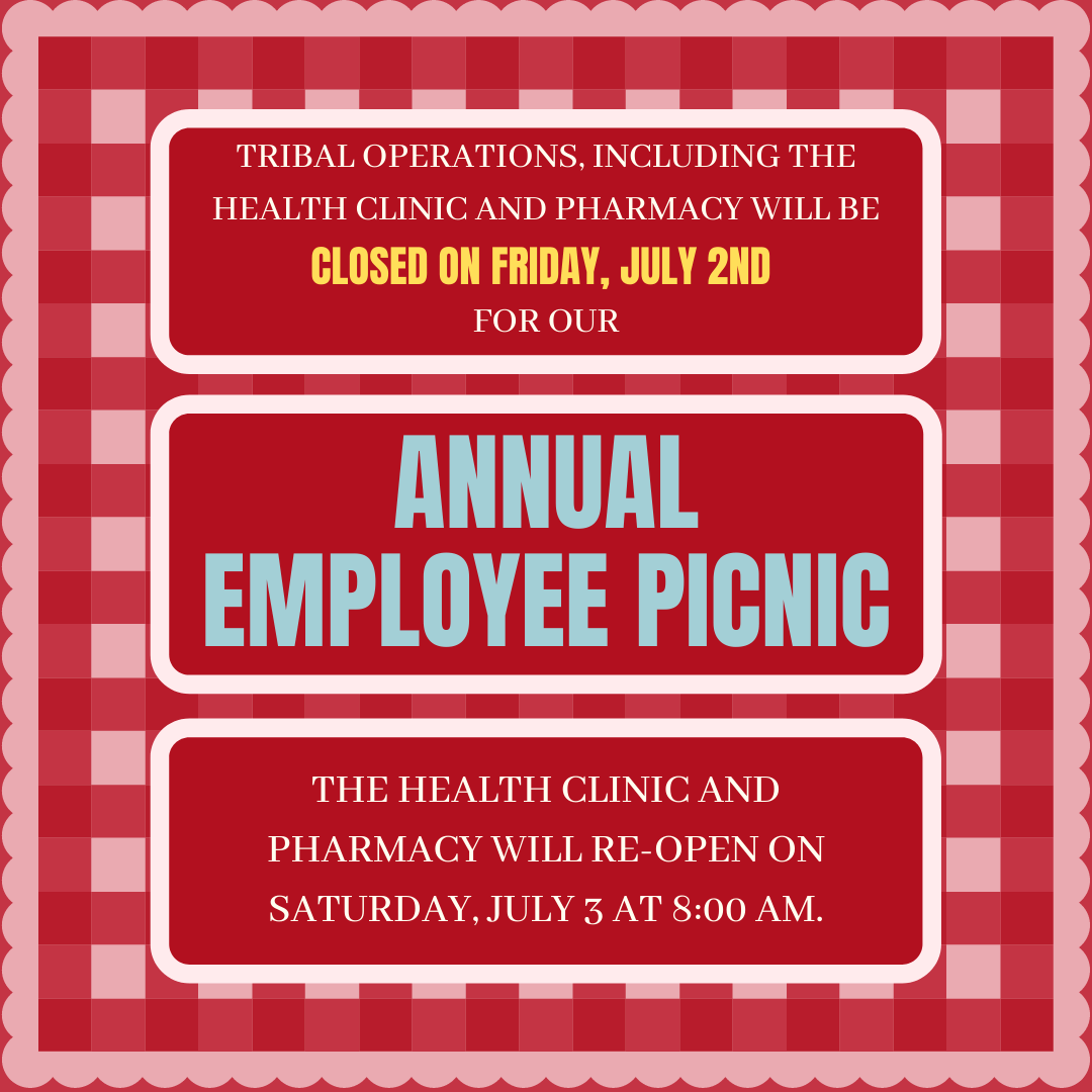 Notification of the health clinic and pharmacy closing for the annual employee picnic