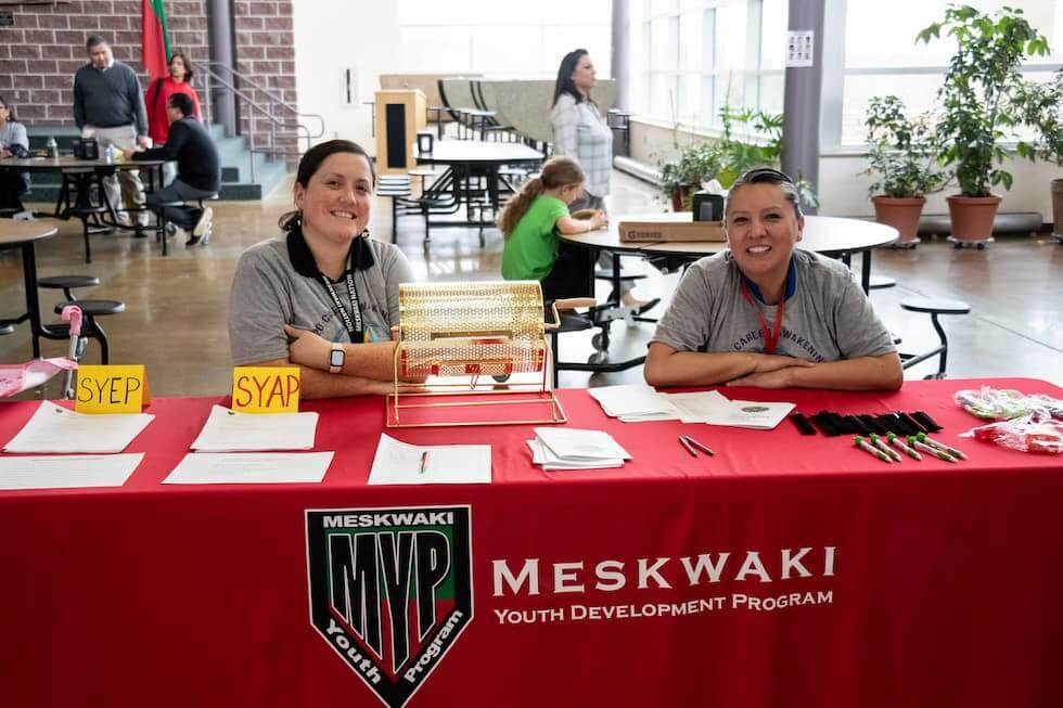 Girls sitting at a table for the Meskwaki Youth Development Program