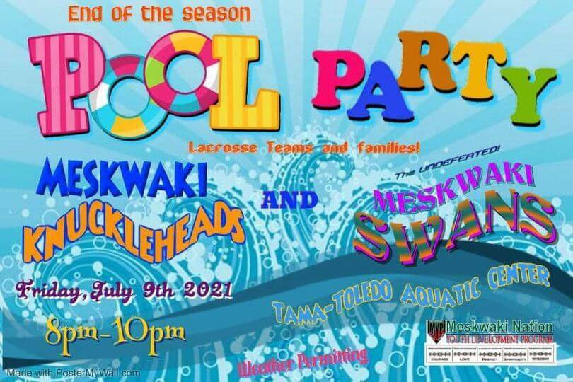 Flyer for lacrosse teams end of the season pool party