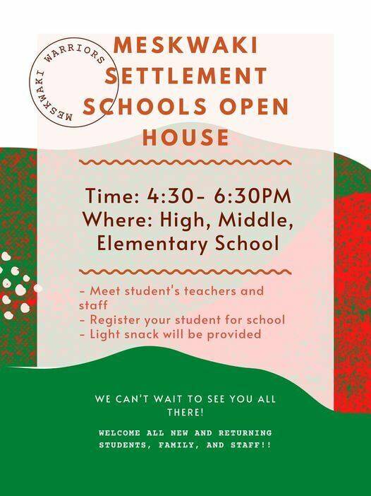 Meskwaki Settlement Schools Open House Flyer