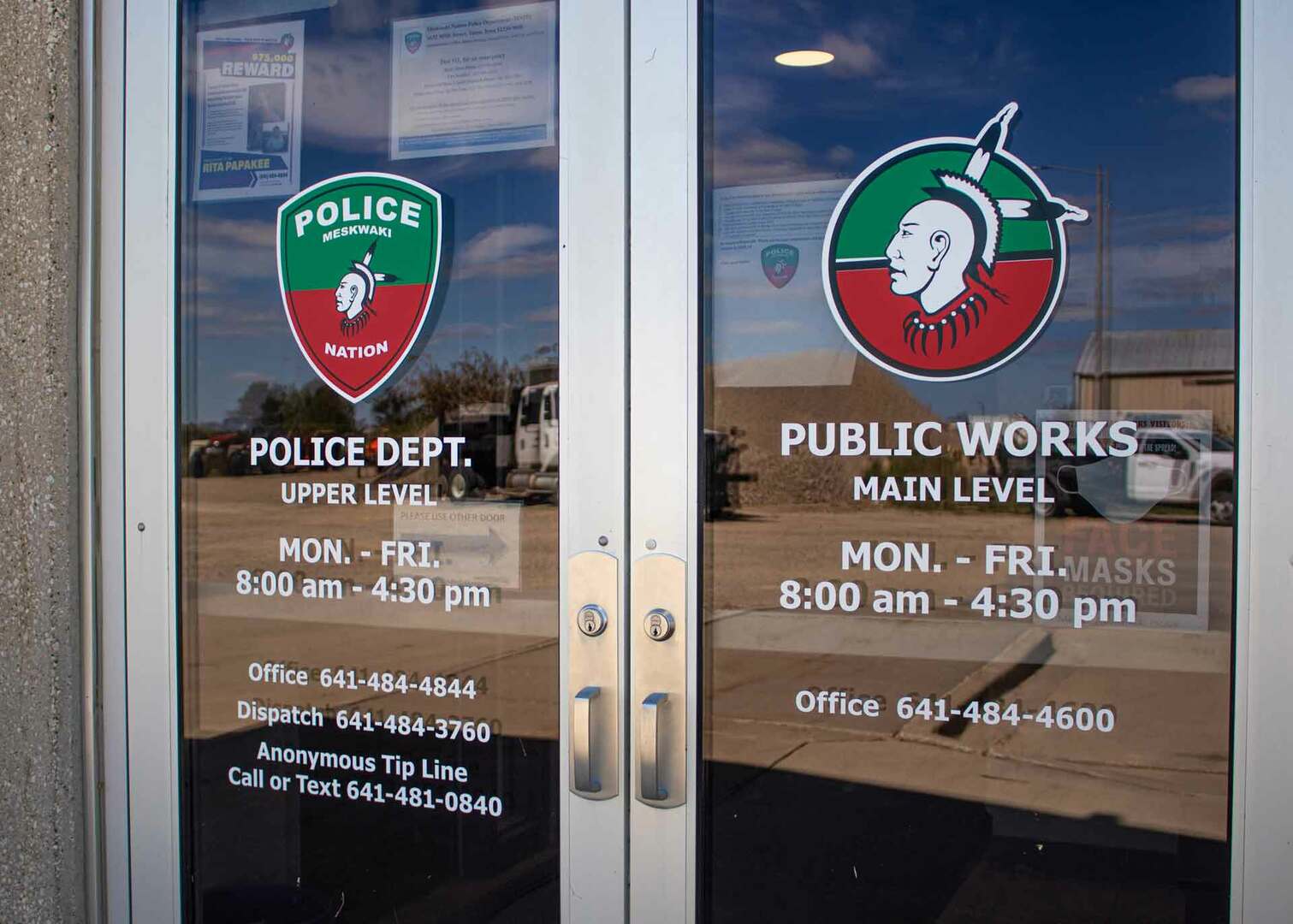 View of Police Department and Public Works main doors