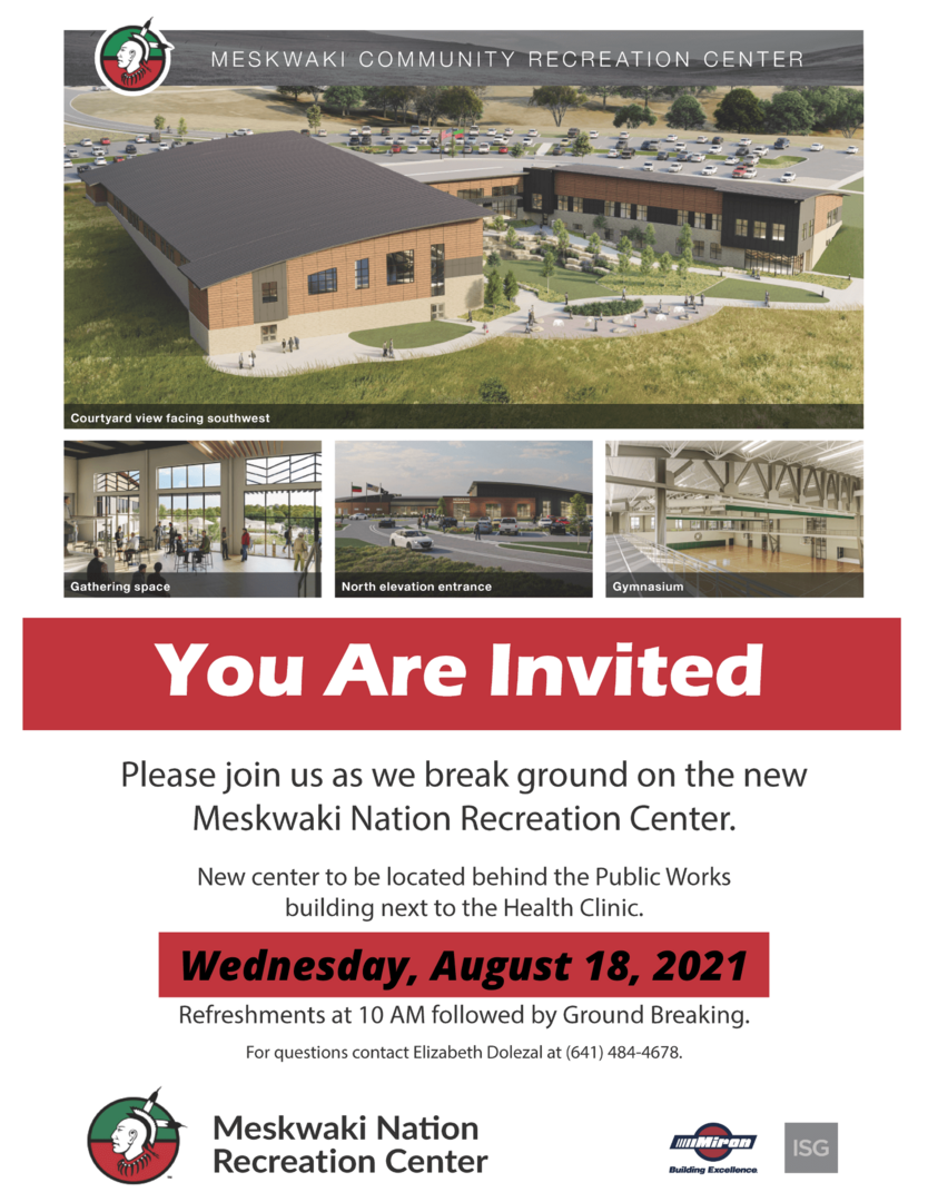 Meskwaki Community Recreation Center Groundbreaking Flyer