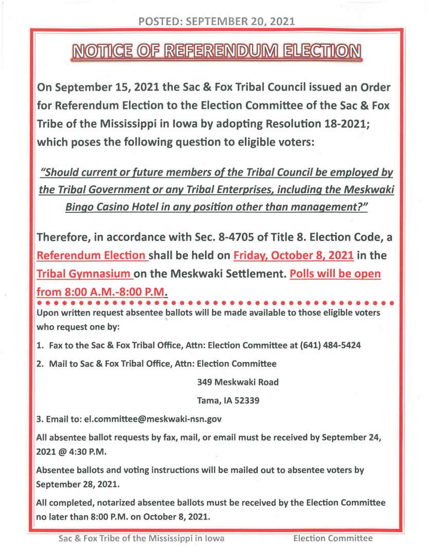 Notice of Referendum Election