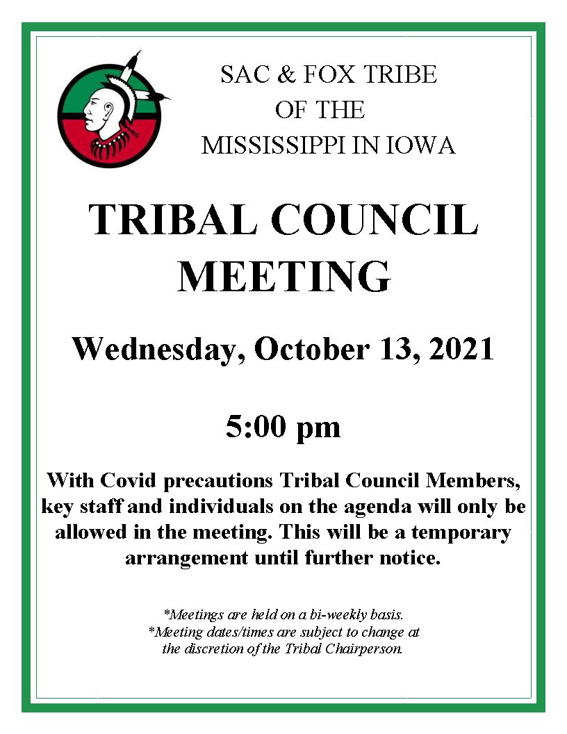 Tribal Council Meeting, October 13, 2021