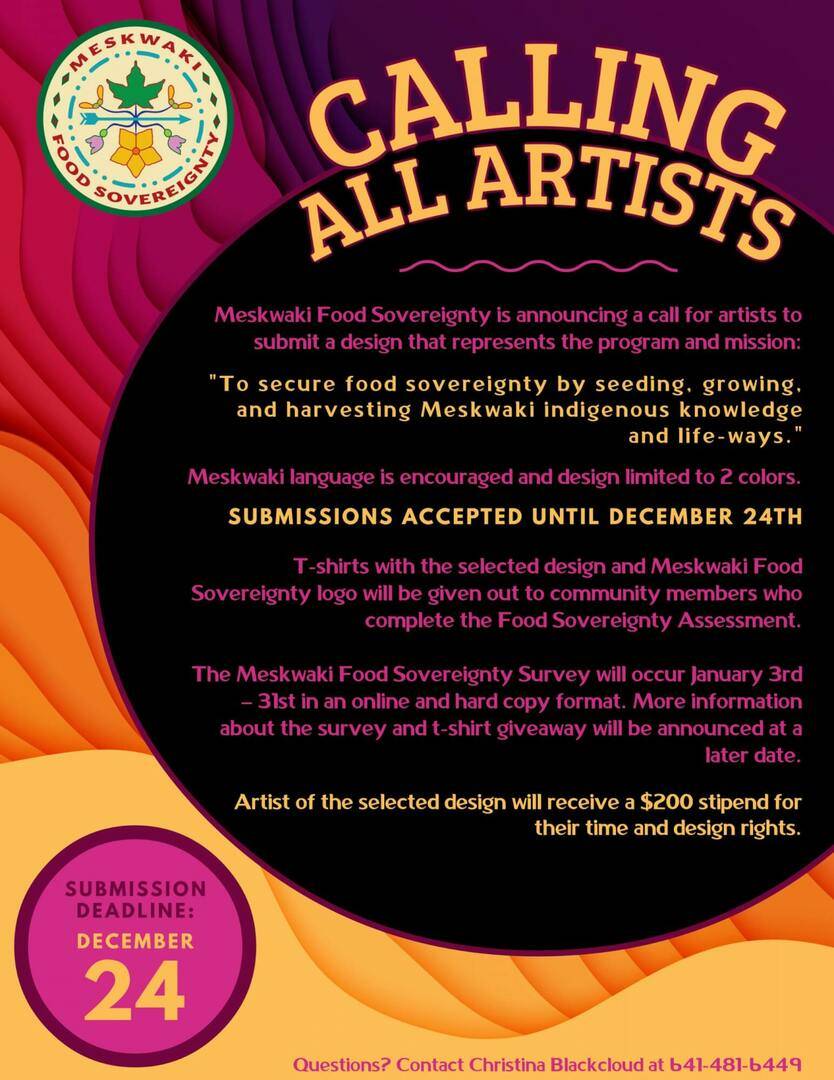 Meskwaki Food Sovereignty Call for Artists – Designs Wanted