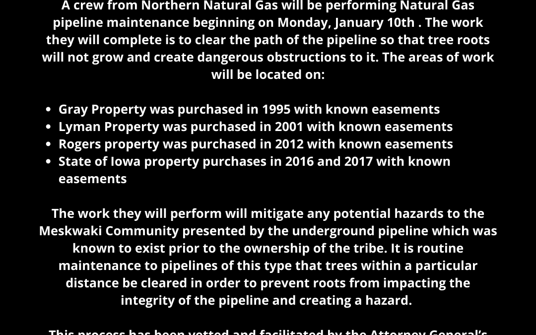Natural Gas Pipeline Maintenance Begins Jan. 10, 2022