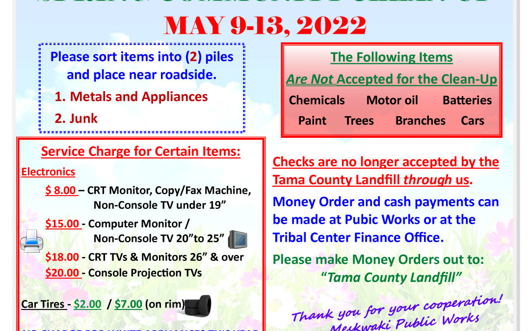 Meskwaki Community Spring Clean-Up held May 9-13