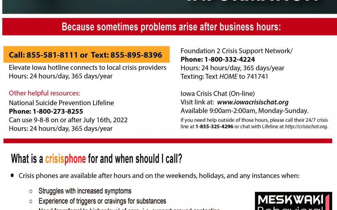 Behavioral Health After Hour Crisis Phone Information