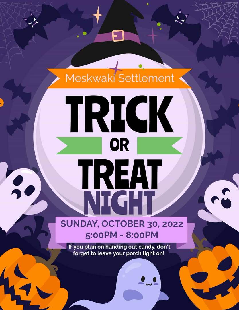 Meskwaki Settlement Trick or Treat Night to be held Sunday, October 30, 2022