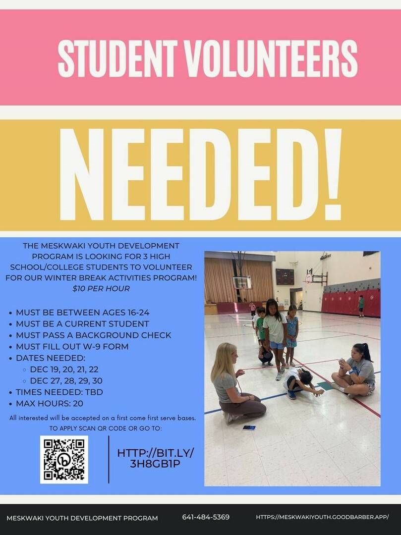 Youth Program: Winter Break Student Volunteers Needed