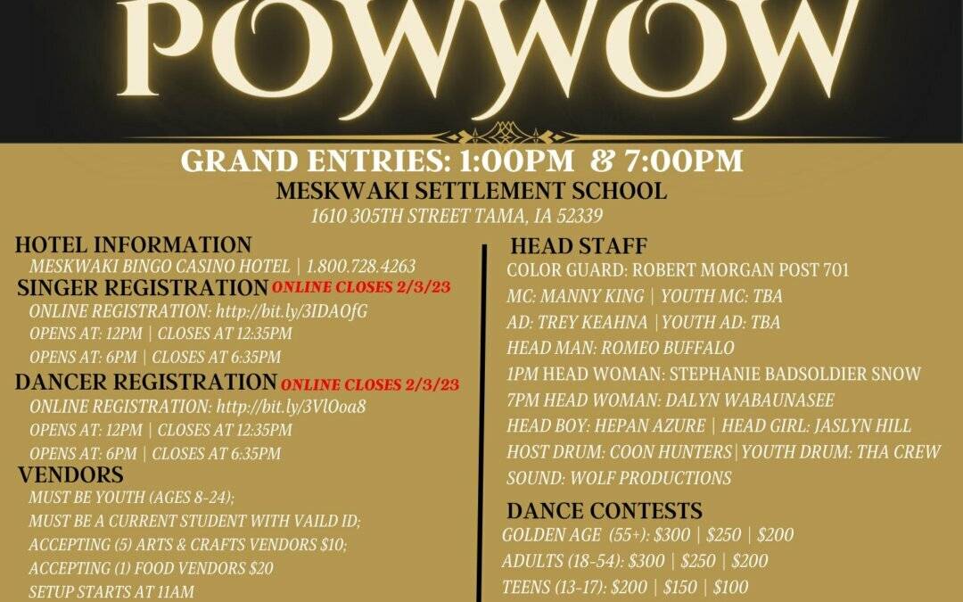 Meskwaki NYE Sobriety Powwow to be held Saturday, February 4, 2023