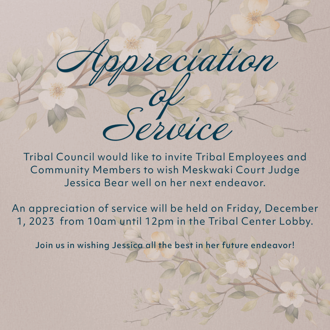 Appreciation of Service for Jessica Bear