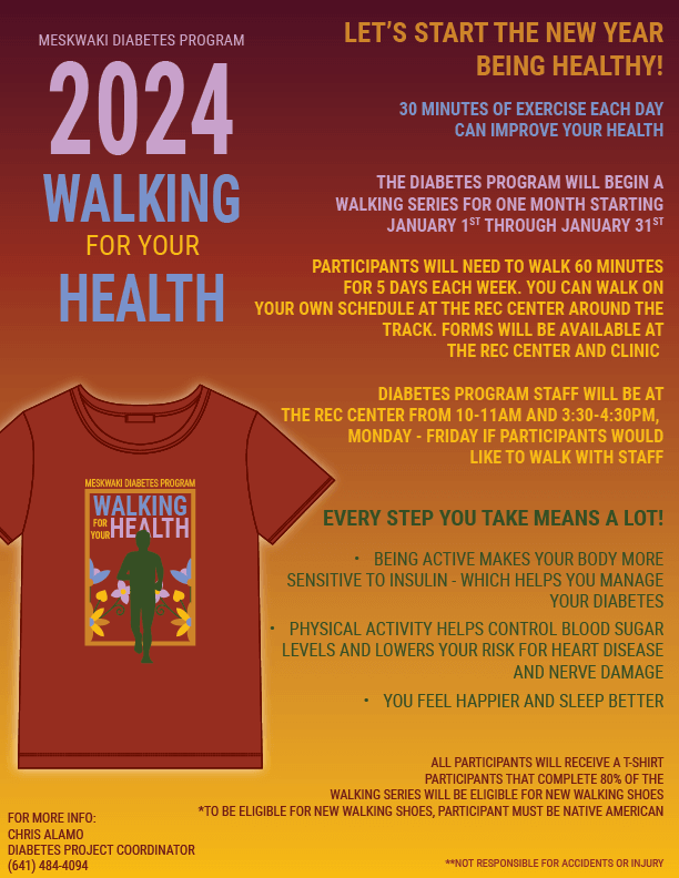 Diabetes Program to host Walking Series in January 2024 Meskwaki Nation