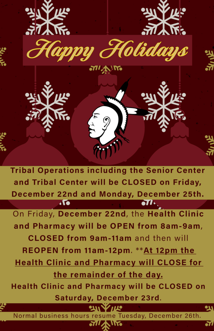Tribal Operations Holiday Closure