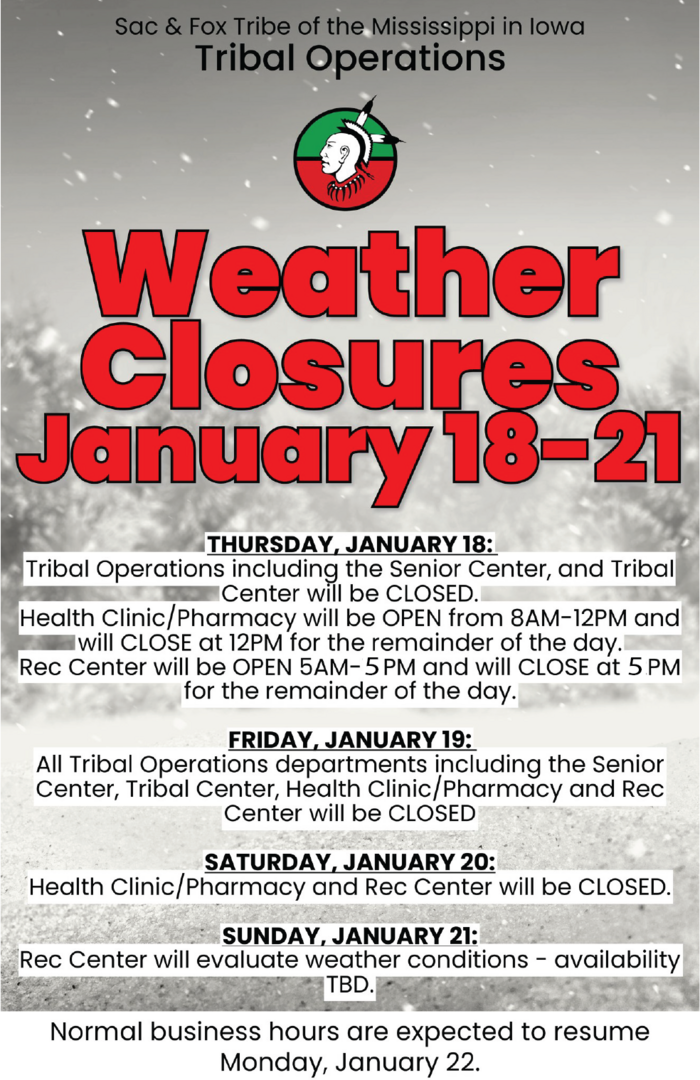 Closures for Jan 18-21