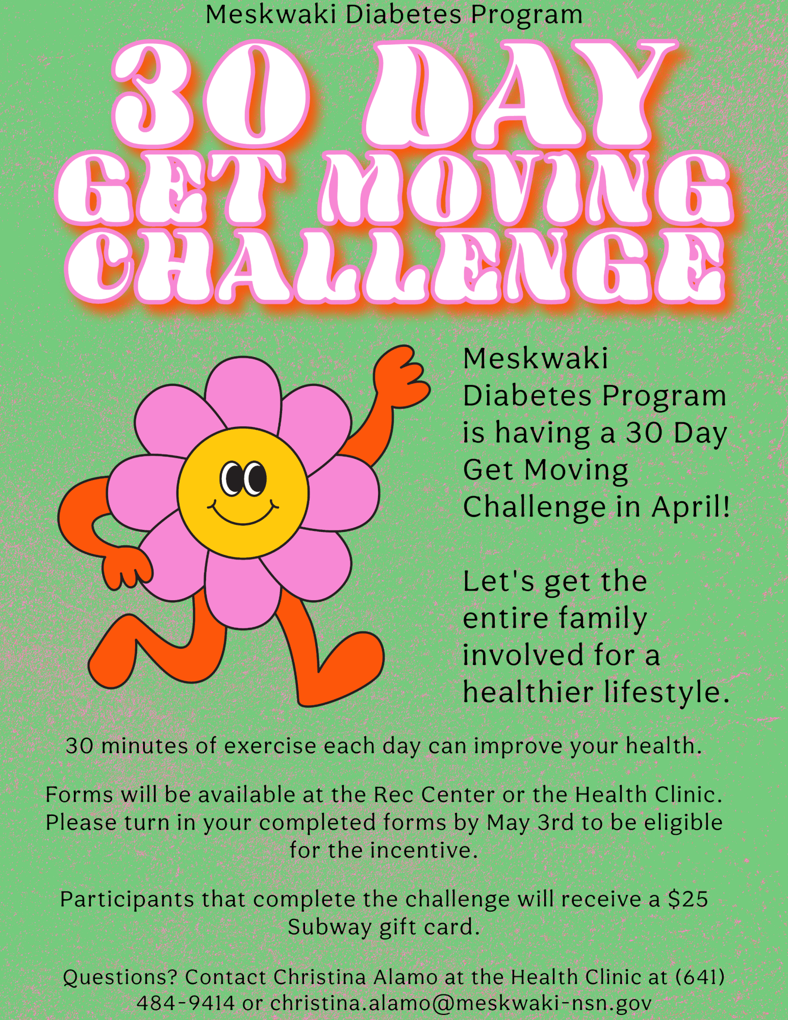 Diabetes Program: April 30 Day Get Moving Challenge