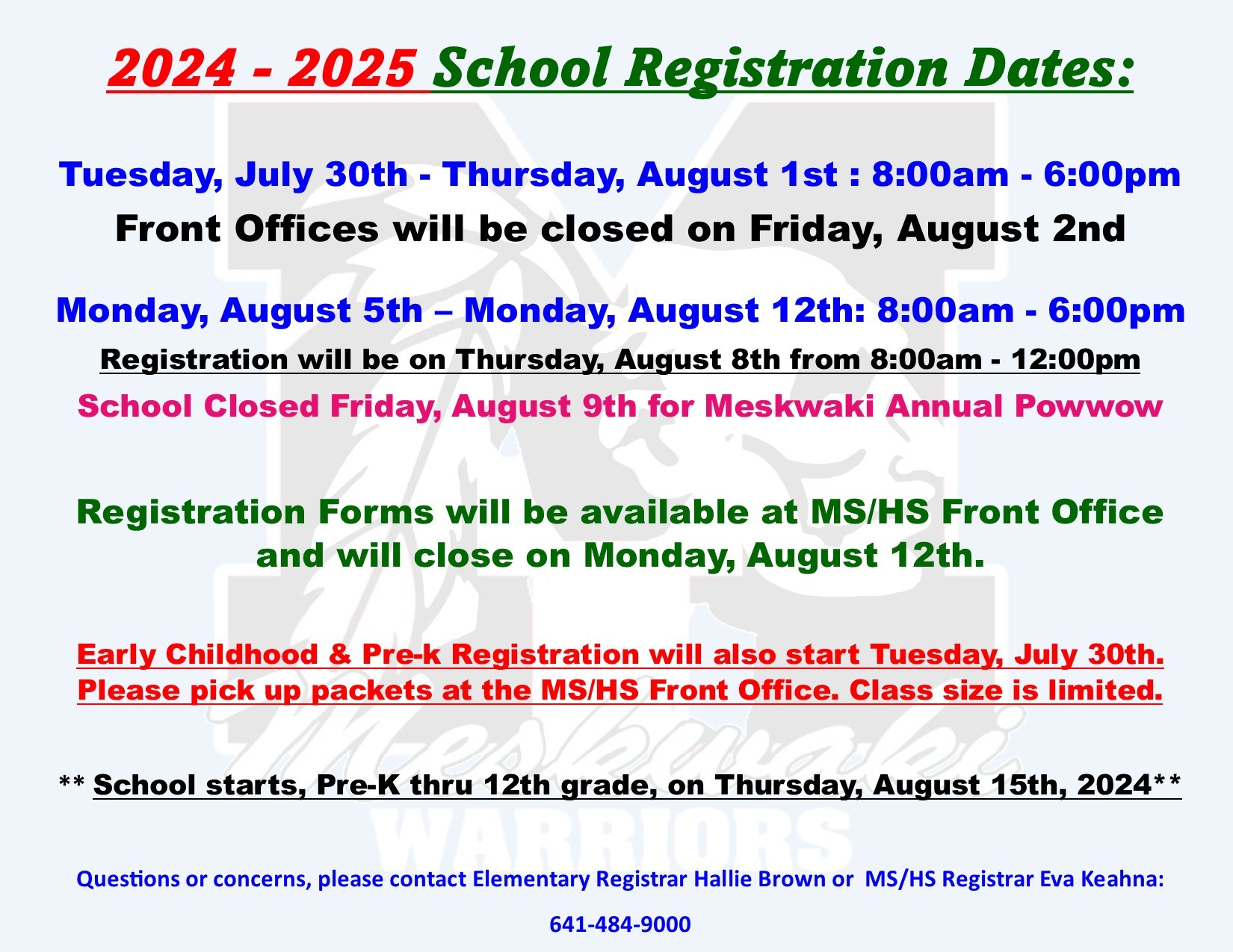 MSS 20242025 SY School Registration Meskwaki Nation