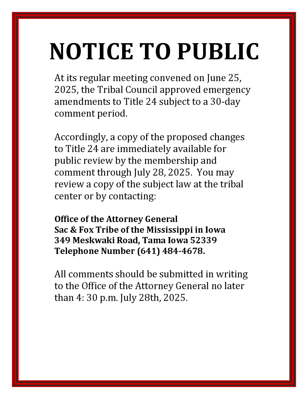 Notice to Public – Title 24 Changes