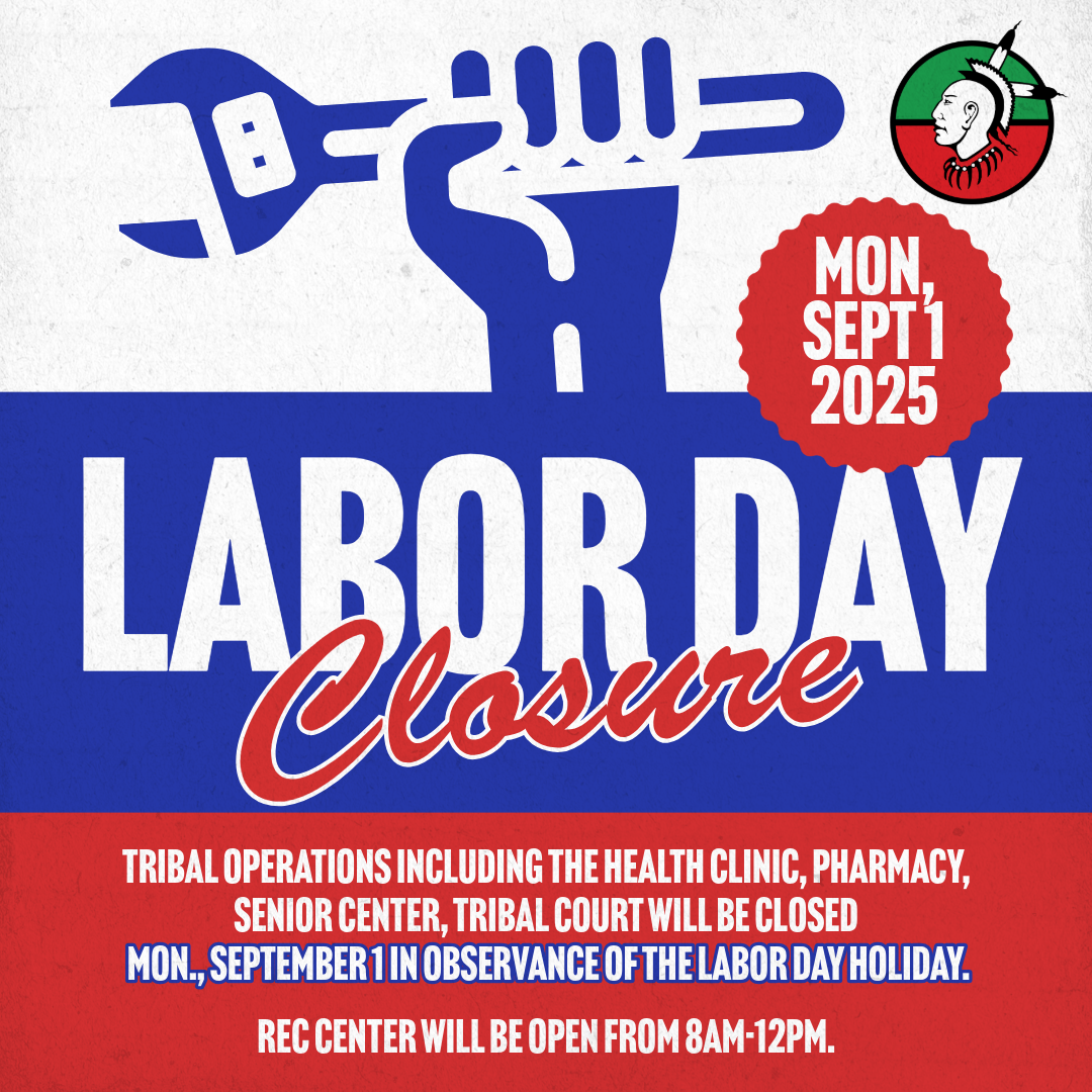 Tribal Operations Holiday Closure – Mon., September 1