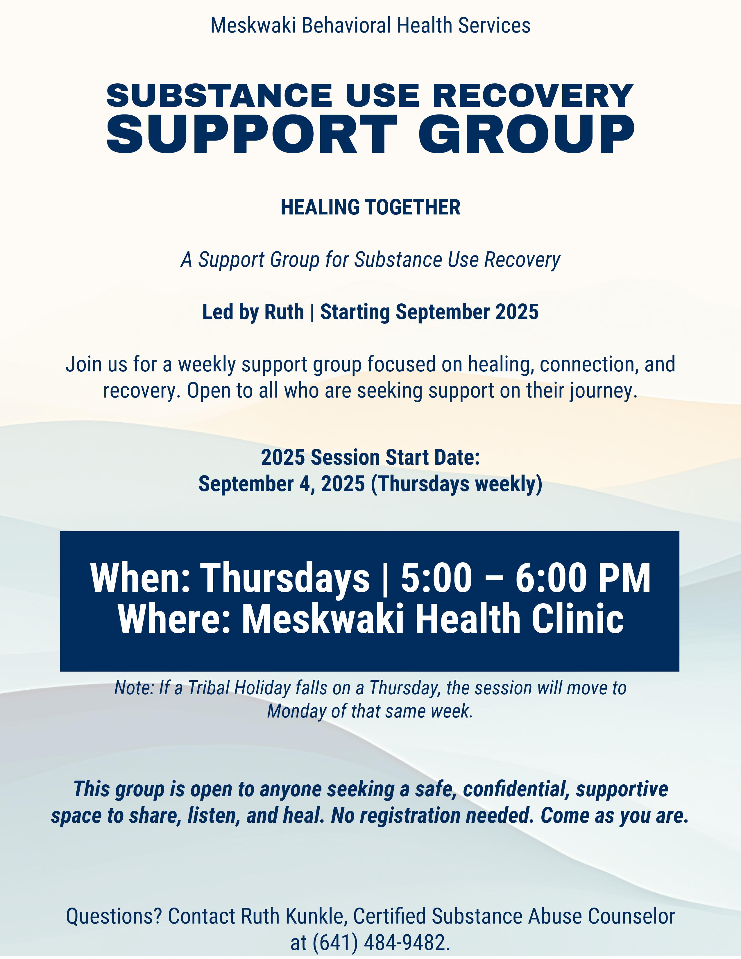 Behavioral Health Services to start Substance Use Recovery Support Group