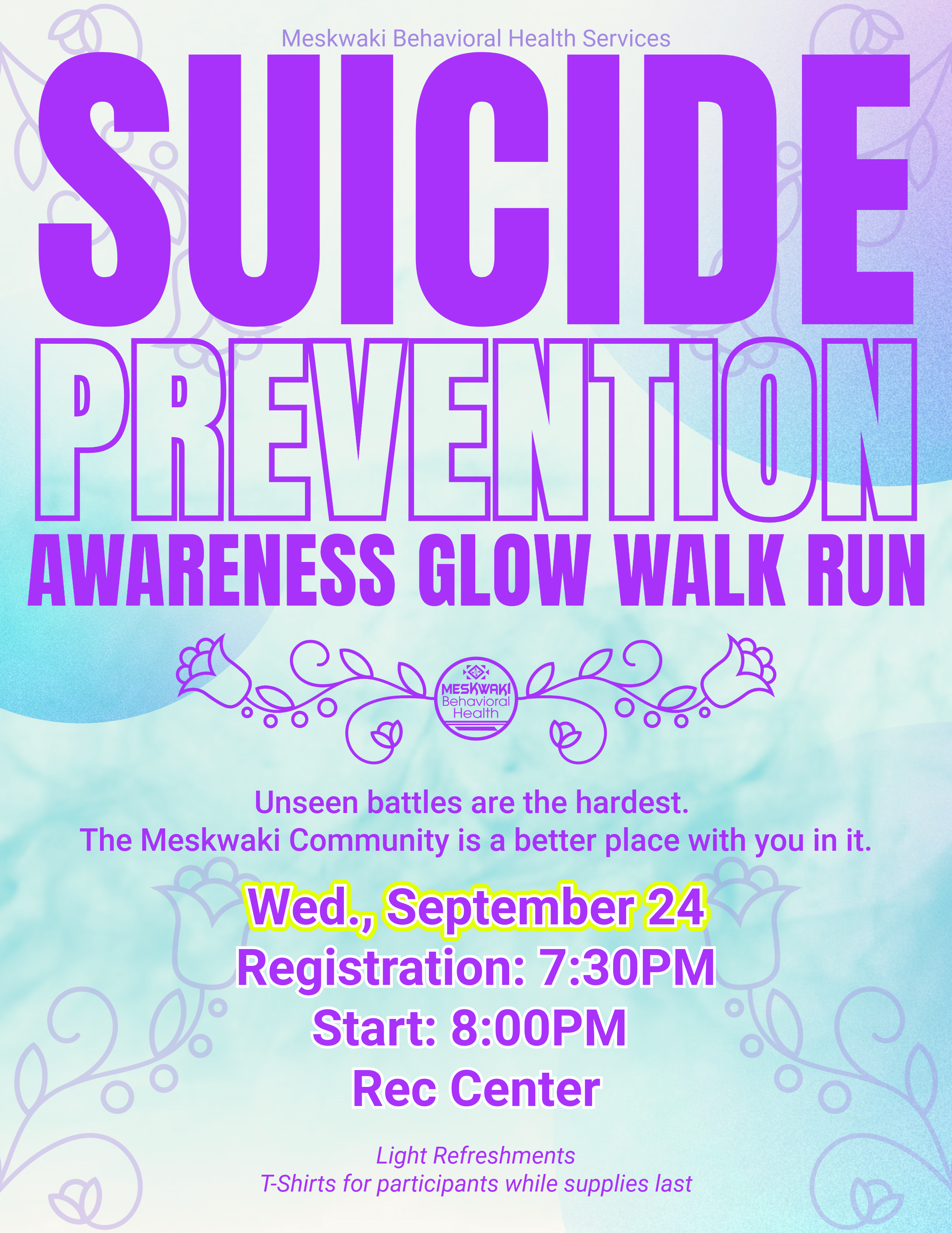 Behavioral Health Suicide Prevention Awareness Glow Walk Run POSTPONED to September 24