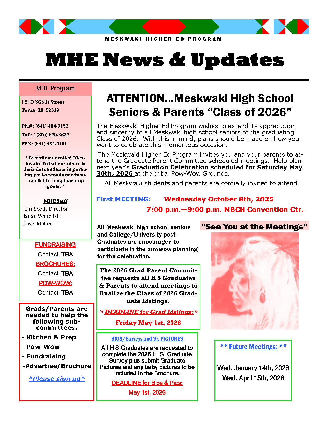 Higher Education Class of 2026 Graduate Parent Committee Meeting – October 8