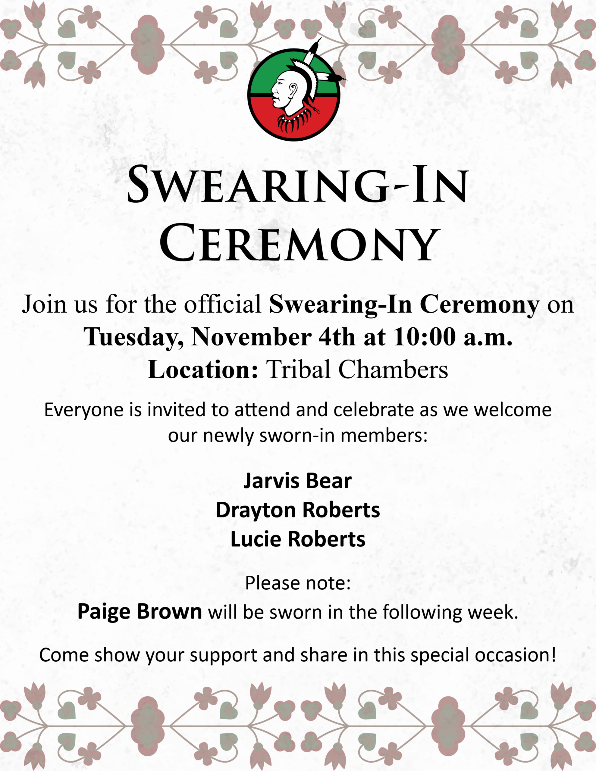 LIVESTREAM: Tribal Council Swearing In 11/4/25